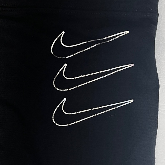 Nike Black Leggings with Swoosh Design and Metallic Zippers M - Picture 3 of 7